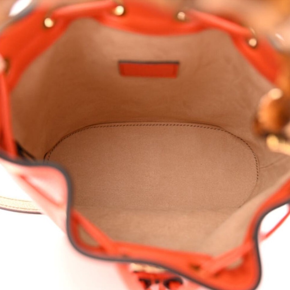 SOLD LIVE! Gucci Diana Orange Bucket Bag with Bamboo Handle & Crossbody - NWT - Picture 5 of 13